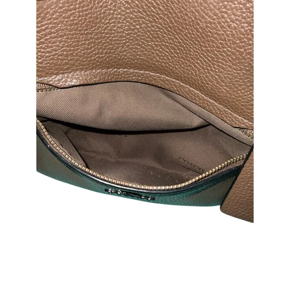 Coach Prairie Satchel Taupe Pebbled Leather Boho Minimalist Bag GUC east west